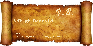 Végh Bertold névjegykártya